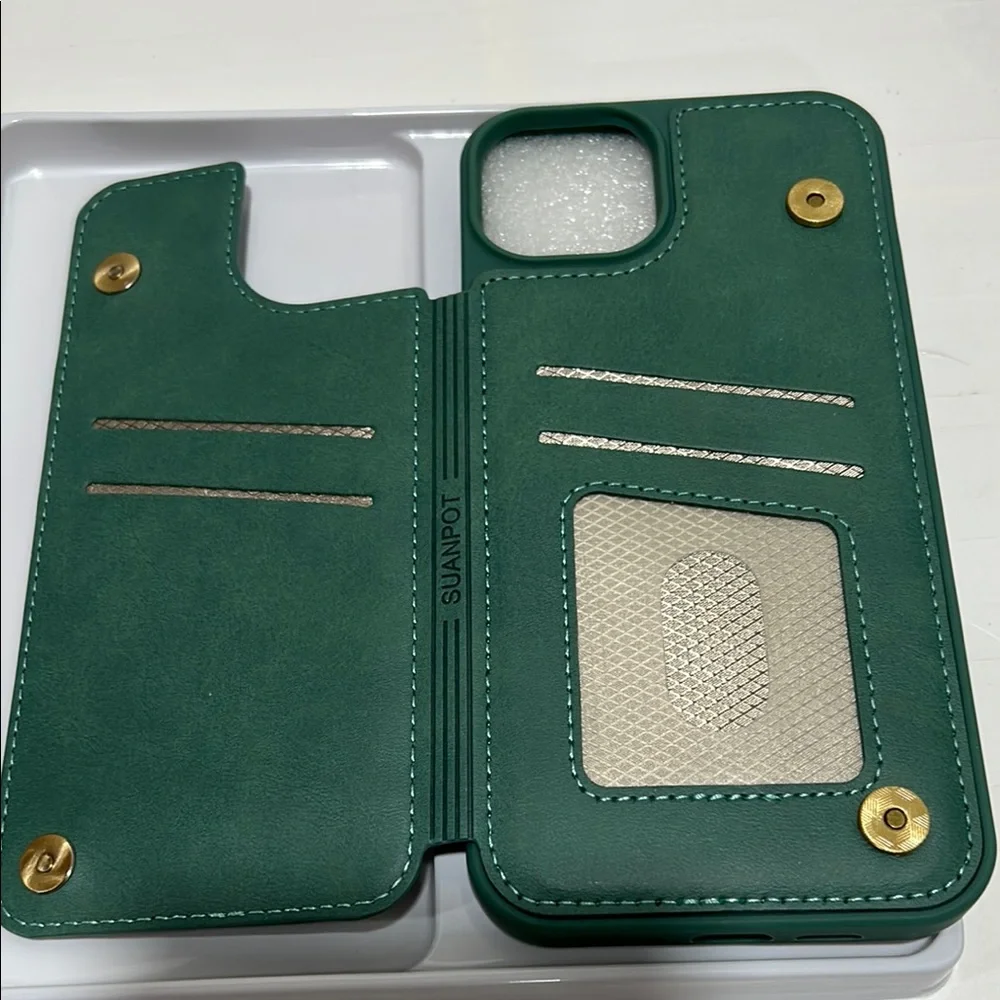 SUANPOT Green Wallet Phone Case IP14Max NWT sea green